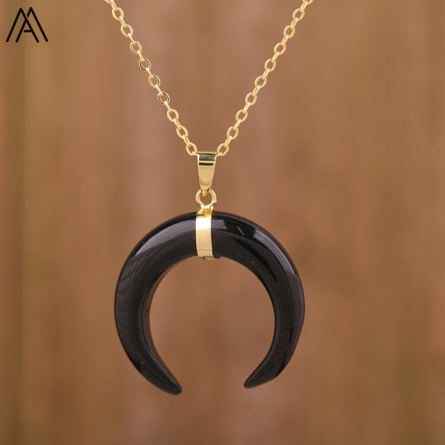 Moon Shaped Pendant Necklace