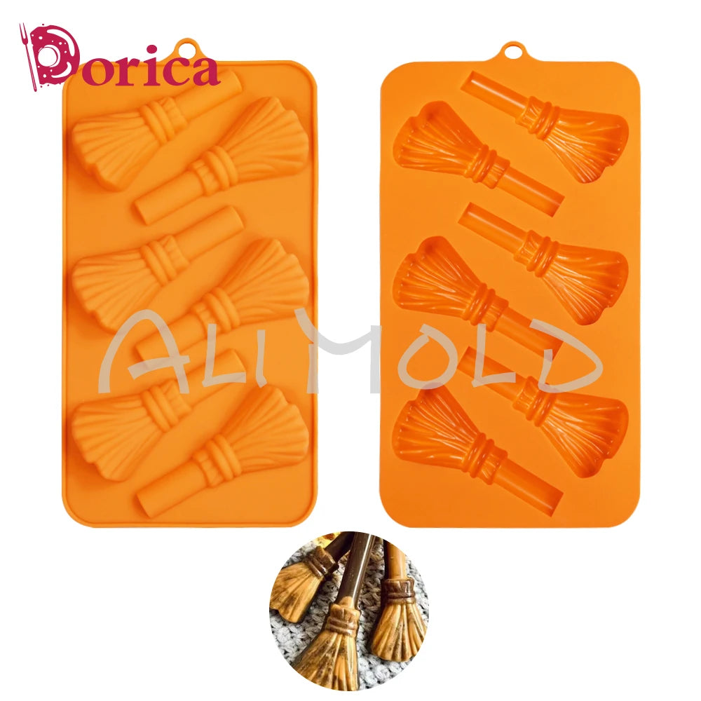 3D Broom Design DIY Halloween Fondant Candy Silicone Mold