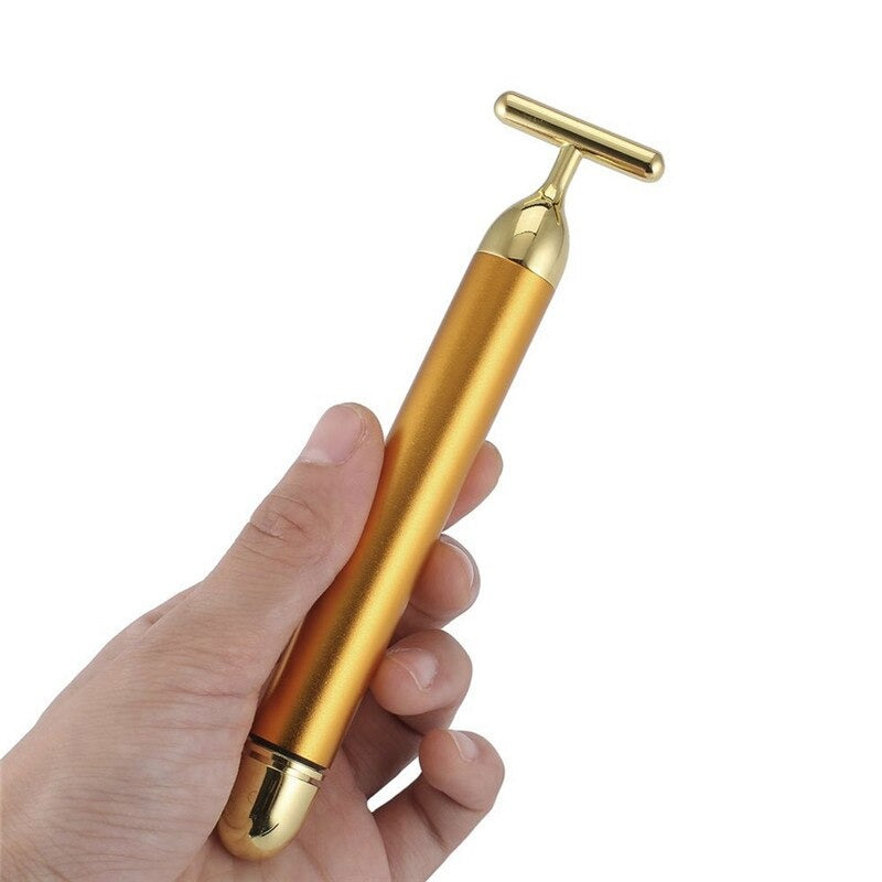 24K Gold plated, T-Bar Facial/Roller Massager
