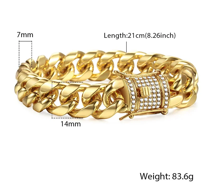 Miami Curb-Cuban Chain Bracelet For Men